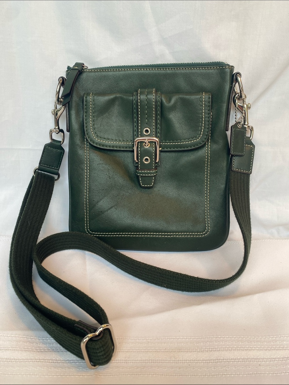 Vintage Coach Forest Green Crossbody Shoulder Bag